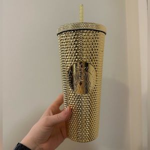 Christmas 2022 Gold Starbucks Metallic studded tumbler
